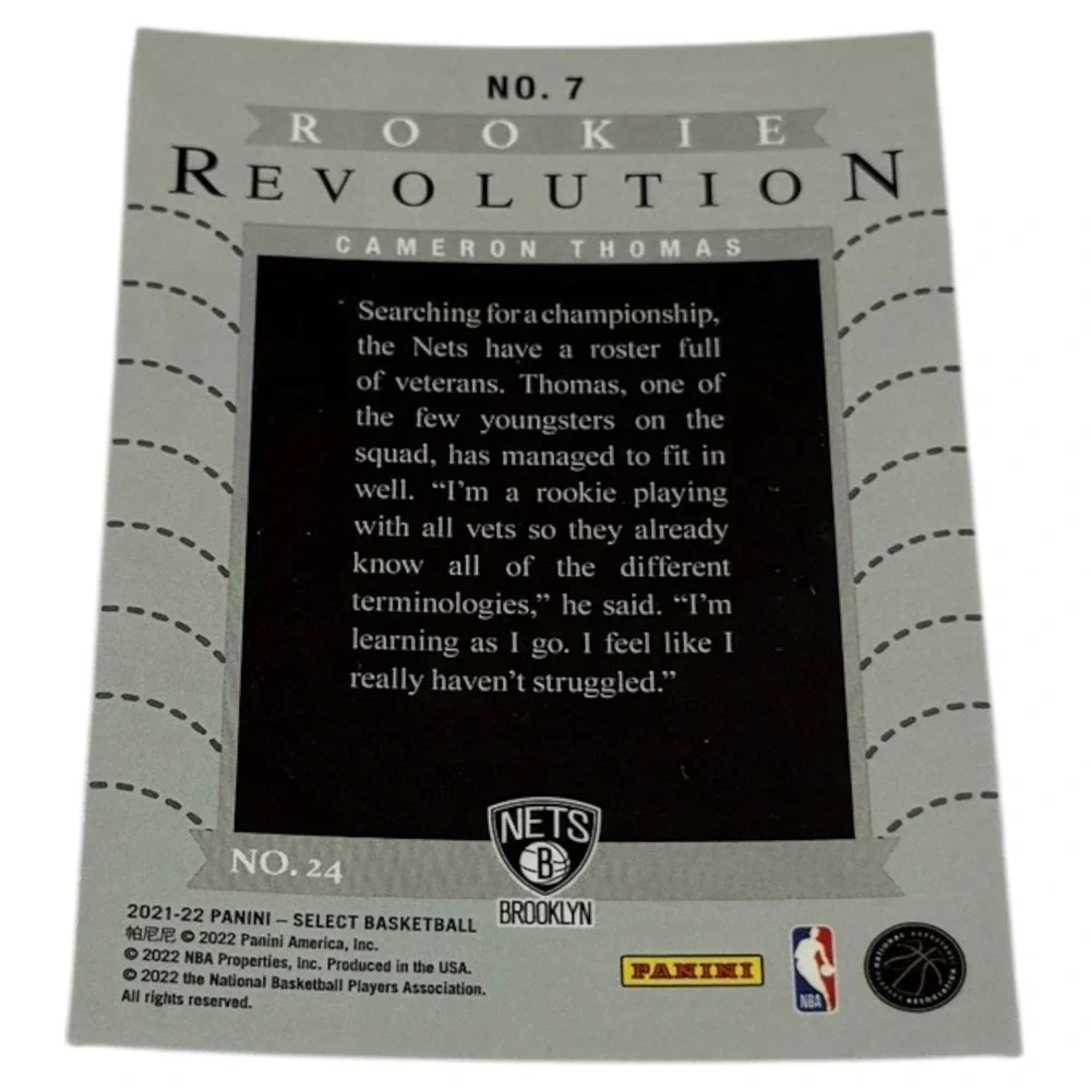 2021 2022 Panini Select‎ Basketball Cameron Thomas Rookie Revolution Brooklyn